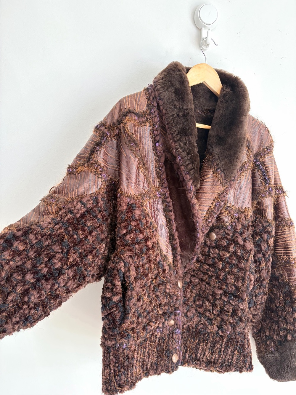 Art To Wear Patchwork Jacket Faux Fur Whimsigoth Dark Fairycore L - Picture 6 of 10